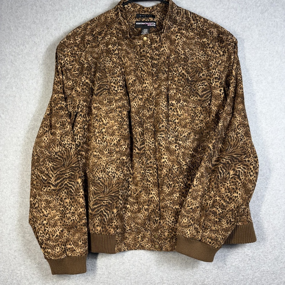 Norton McNaughton Woman 20W Leopard Print Stretch Bomber Jacket‎